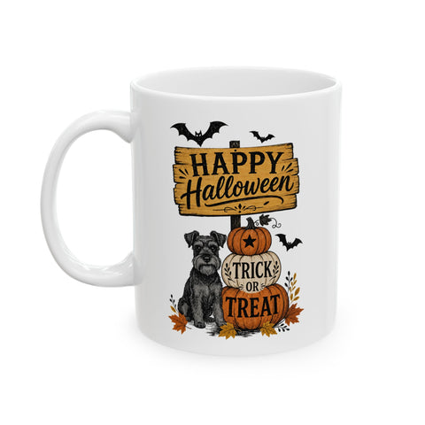 Happy Halloween with schnauzer and trick or treat 11oz mug